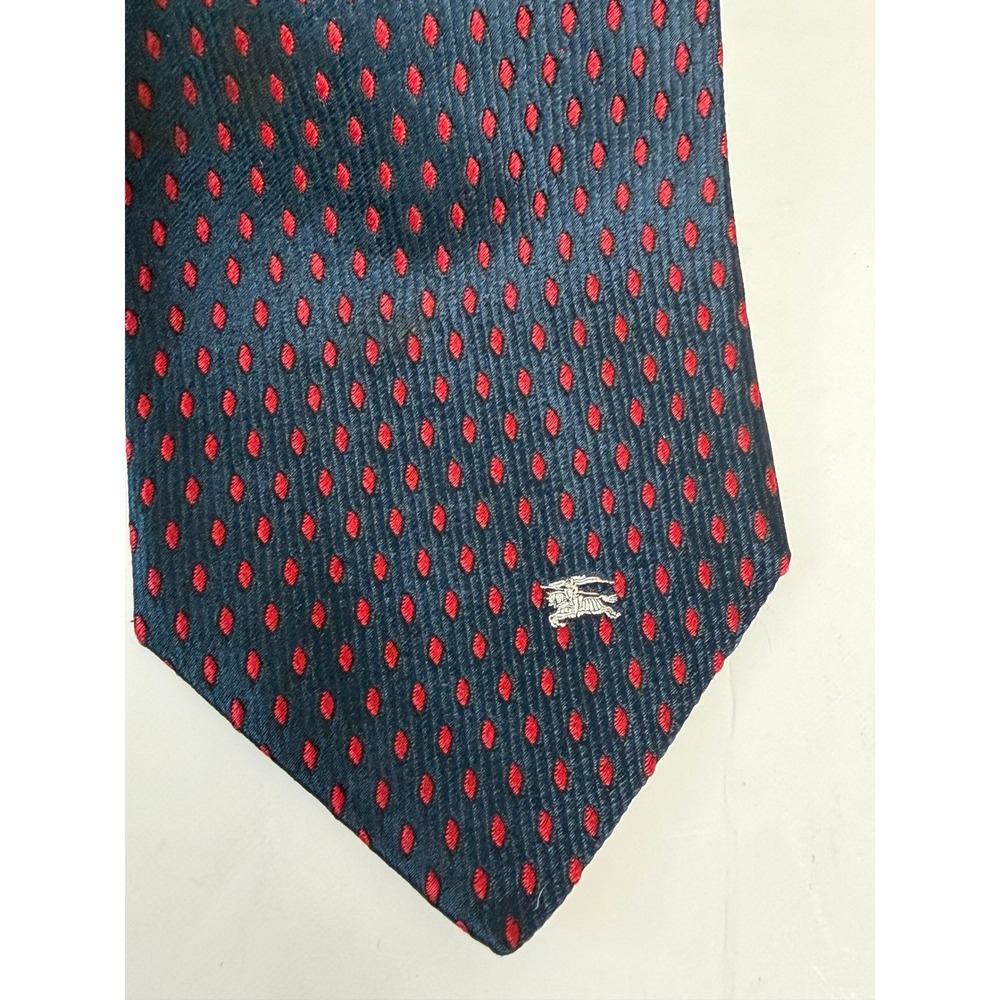 Burberrys Silk Necktie Men OS Navy Red Diamond Geometric Knight Logo England Ivy